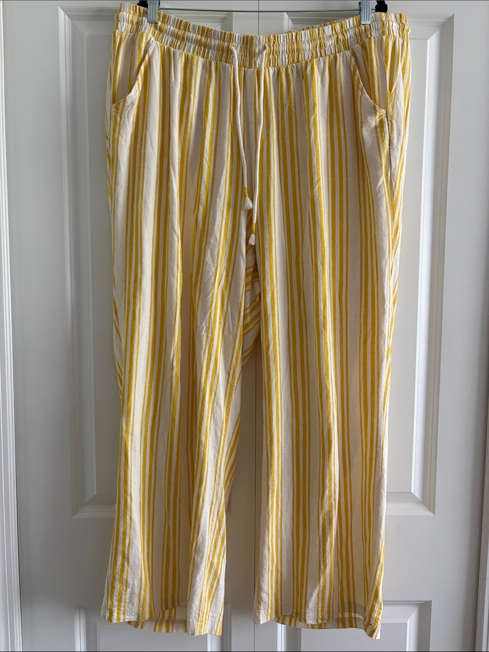 Torrid Yellow & Cream Linen Striped Lightweight Wide-leg Pants Size 3R